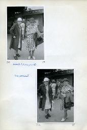 "Vierwaldstättersee-Fahrt Flüelen-Luzern des Schwerhörigen-Vereins Zürich am 23. Juni 1974" - zwei Mitglieder des SVZ vor einem Gebäude mit Aufschrift "Information"; oben: "Gerade hat sie's gemerkt!"; unten: "Sehr gemessen!"