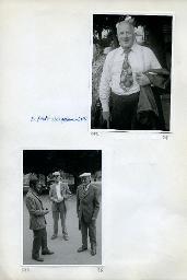 "Vierwaldstättersee-Fahrt Flüelen-Luzern des Schwerhörigen-Vereins Zürich am 23. Juni 1974" - oben: "Er fühlt sich geschmeichelt!"; ein Mann mit Jacke im Arm; unten: Mitglieder des SVZ