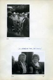 "Vierwaldstättersee-Fahrt Flüelen-Luzern des Schwerhörigen-Vereins Zürich am 23. Juni 1974" - oben: Mitglieder des SVZ; unten: "Das nichtsahnende Paar (Tele-Aufnahme); zwei ältere Frauen sitzen an einem Tisch