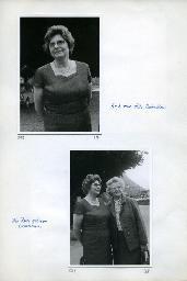 "Vierwaldstättersee-Fahrt Flüelen-Luzern des Schwerhörigen-Vereins Zürich am 23. Juni 1974" - oben: "Auch eine stille Beobachterin"; Frau mit hinter Rücken verschrenkten Armen; unten: "Die zwei gehören zusammen"; zwei Mitglieder des SVZ stehen nebeneinander