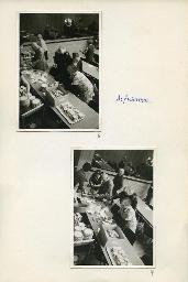 "Weihnachtsfeier des Schwerhörigen-Vereins Zürich im Kirchgemeindehaus Stauffacher am 14. Dezember 1975" - "Aufräumen"; Mitglieder des SVZ beim Abräumen von Geschirr und Speisen