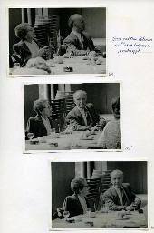 "Der Schwerhörigen-Verein Zürich an der Ersten Senioren-Messe in der Züspa-Halle, 8.-17. Mai 1981" - "Herrn und Frau Petersen aus ca. 15m Entfernung 'geschnappt'"; Hans Petersen (Taubstummen- und Schwerhörigenlehrer) und seine Frau an einem gedeckten Tisch