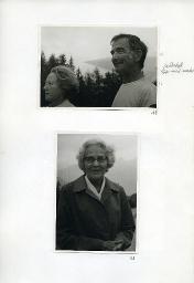 "Einige Schnappschüsse an der Exkursion ins Lötschental des Schwerhörigen-Vereins Zürich, 24.-25. August 1974" - oben: Tourenleiter Oberholzer und seine Frau; unten: eine ältere Frau