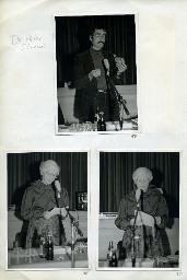 "Generalversammlung Schwerhörigen-Verein Zürich, 14.05.1984" - oben: "Dr. Peter Strebel" während einer Rede; unten: eine ältere Frau während einer Rede