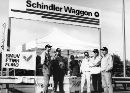 "Schindler Waggon" - Informationsstand der Gewerkschaften, ca. 1995