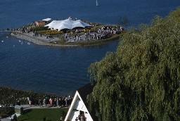 SAFFA 1958: Luftbild aufgeschüttete Insel