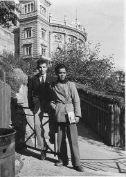 Bob Steffen, unbekannter Mann, unterhalb des Bundeshauses, um 1955