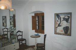 Ferienhaus von Bob Steffen in Begur, Spanien; Sitzecke vor Fenster, Gemälde, 1995