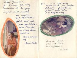 Karte von Cathérine Feller (Nichte von Bob Steffen) and Thekla Maria Steffen-Eigenmann (Mutter von Bob Steffen), Innenseite; "Liebe Grossmama, zu deinem Geburtstag gratuliere ich dir ganz herzlich [...]", 23.09.1976