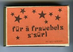 Zündholzschachtel "für ä frauebeiz z'züri"