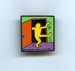 Button "Nationaler Coming Out Tag" (Keith Haring Zeichnung)