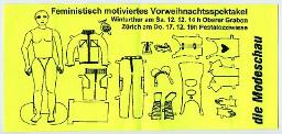 Flyer "Feministisch motiviertes Vorweihnachtsspektakel die Modeschau"