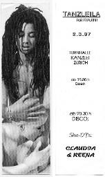 Flyer "Tanzleila für Frauen 2.3.97 Turnhalle Kanzlei Zürich"
