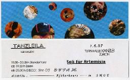 Flyer "Tanzleila für Frauen 1.6.97 Turnhalle kanzlei zürich Soli für Artemisia"