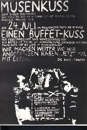 Plakat "Musenkuss 24. Juli im Frauenzentrum einen Buffet-Kuss"