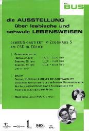 Plakat "die Ausstellung über lebische und schwule Lebensweisen Zeughaus Zürich"