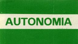 Aufkleber mit der Beschriftung: "Autonomia"