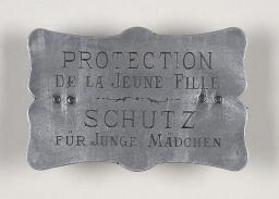 Anstecknadel "Protection de la Jeune fille - Schutz für junge Mädchen"