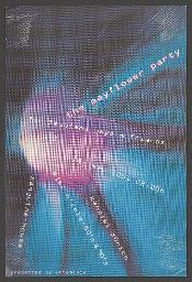 "the mayflower party – for lesbians gays & friends"; DJs: N'Cole, Sanguine; im Hintergrund vermutlich das Negativ einer Maiblume – Werbeflyer für einen Anlass im Kanzlei Zürich (Mai 2001, Zürich)
