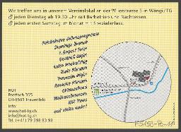 Angaben zum Standort des Vereinslokals (mit Karte), zu den Treffpunktzeiten und zum Jahres-/Programm; Impressum – Werbeflyer von "Hot-Thurgau" (Thurgau)