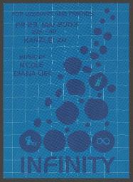 "Infinity – For lesbians and friends", Schrift auf einem blauen, durch Blasen verzerrten Gitter – Werbung für einen Anlass im Kanzlei am 23.05.2003 mit Musiic von N'Cole und Diana Dee (Mai 2003, Zürich)