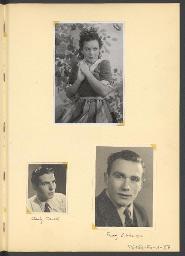 Fotoalbum Nico Kaufmann, 1928–1950 – "Yrele Heper" (oben), "Charly Chavell" (unten links), Freddy L. 24. Dez. 1943" (unten rechts), 1943