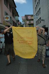 Gesamtschweizerische Lesbian&Gay Pride 2005: "Sowieso" (18.06.2005, Luzern) – "Jesus sagt: 'Richtet nicht, auf dass wir nicht gerichtet weret' [...] Aber er sagte nichts gegen uns! (Schwule und Lesben)"