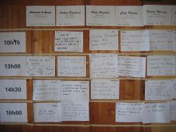 Open Space: "Schwule Gesundheit" (vermutlich April 2006, Vaumarcus) – vermutlich Übersicht der verschiedenen Diskussionsgruppen