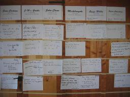 Open Space: "Schwule Gesundheit" (vermutlich April 2006, Vaumarcus) – vermutlich Übersicht der verschiedenen Diskussionsgruppen