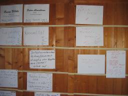 Open Space: "Schwule Gesundheit" (vermutlich April 2006, Vaumarcus) – vermutlich Übersicht der verschiedenen Diskussionsgruppen