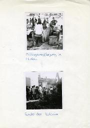 Ferienlager in der Westschweiz, oben: "Mittagsverpflegung in Murten", unten: "Ende der Kolonie", ca. 1960