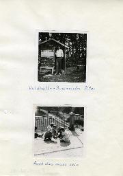 Ferienlager in der Westschweiz, oben: "Waldhütten-Baumeister" Peter, unten: "auch das muss sein", ca. 1960