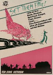 Ten Sing Uetikon: "Set them free! / Gib sie frei...". Eine Konzertshow mit über 40 Jugendlichen auf der Bühne; Rock Musical, Spiritual, Gospel, Tanz, Drama, Licht...; ca. 1987