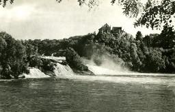 Schloss Laufen mit Rheinfall, ca. 1950