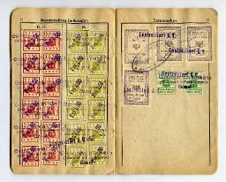 "Schweizerischer Arbeitersänger-Verband: Mitgliedbuch für Adolf Bantle" – Personalisiertes Heft zur Dokumentation der Vereinsbiographie und zum Einkleben der Monatsbeitrag-Quittungen; Heft 1 von 3, 1921-1932