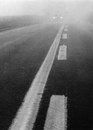 Strassenmarkierung im Nebel
