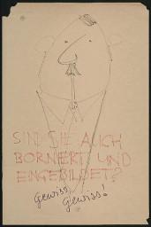 Zürcher Manifest 4.-9. September 1968, handbeschriebenes Plakat (Wandzeitung); "Sind sie auch borniert und eingebildet? Gewiss, gewiss!"