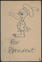 Zürcher Manifest 4.-9. September 1968, handbeschriebenes Plakat (Wandzeitung); Donald Duck "for President"