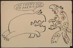 Zürcher Manifest 4.-9. September 1968, handbeschriebenes Plakat (Wandzeitung); "Ich fresse alle die farbig sind!"