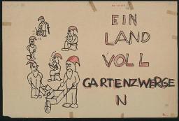Zürcher Manifest 4.-9. September 1968, handbeschriebenes Plakat (Wandzeitung); "Ein Land voll Gartenzwergen"