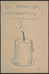Zürcher Manifest 4.-9. September 1968, handbeschriebenes Plakat (Wandzeitung); "Ich brenne für's Jugendzentrum"