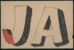 Zürcher Manifest 4.-9. September 1968, handbeschriebenes Plakat (Wandzeitung); "JA"