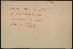 Zürcher Manifest 4.-9. September 1968, handbeschriebenes Plakat (Wandzeitung); "Seuls ont le droit d'être modestes - les voyageurs munis d'un billet."