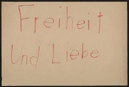 Zürcher Manifest 4.-9. September 1968, handbeschriebenes Plakat (Wandzeitung); "Freiheit und Liebe"
