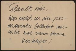 Zürcher Manifest 4.-9. September 1968, handbeschriebenes Plakat (Wandzeitung); "Glaubt mir, was nicht in ein permanentes Volksfest ausartet hat seinen Zweck verfehlt!"