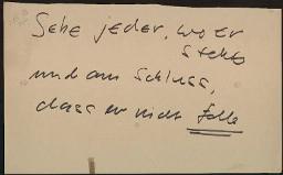 Zürcher Manifest 4.-9. September 1968, handbeschriebenes Plakat (Wandzeitung); "Sehe jeder wo er steht und am Schluss, dass er nicht falle"