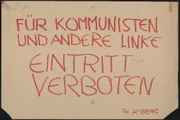 Zürcher Manifest 4.-9. September 1968, handbeschriebenes Plakat (Wandzeitung); "Für Kommunisten und andere Linke - Eintritt verboten - Dr. Amberg"