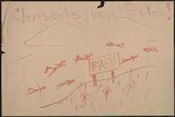 Zürcher Manifest 4.-9. September 1968, handbeschriebenes Plakat (Wandzeitung); "Jenseits von Eden - Biafra"