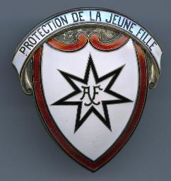 "Protection de la jeune fille" Brosche (siebenzackiger Stern im Schild des Heiligen Michael)