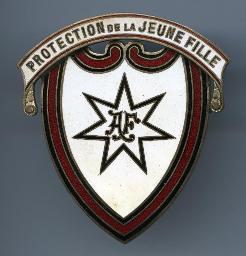 "Protection de la jeune fille" Brosche (siebenzackiger Stern im Schild des Heiligen Michael)